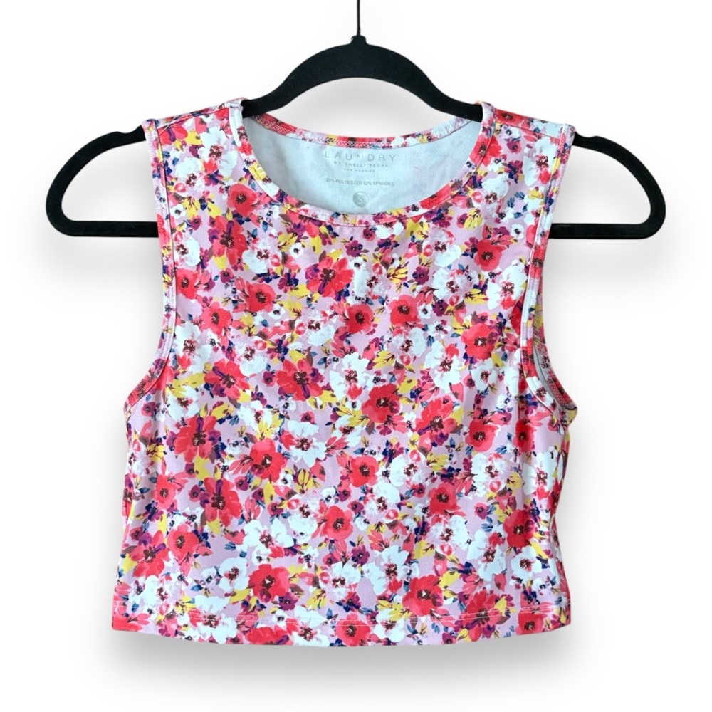Laundry By Shelli Segal Poppy Sports Bra Pink Floral Print Size Small Sporty